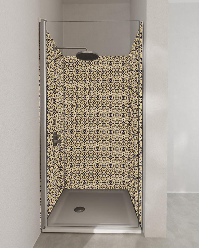 Duschrückwand - Nahtloses Beige-Vintage-Ornament Design