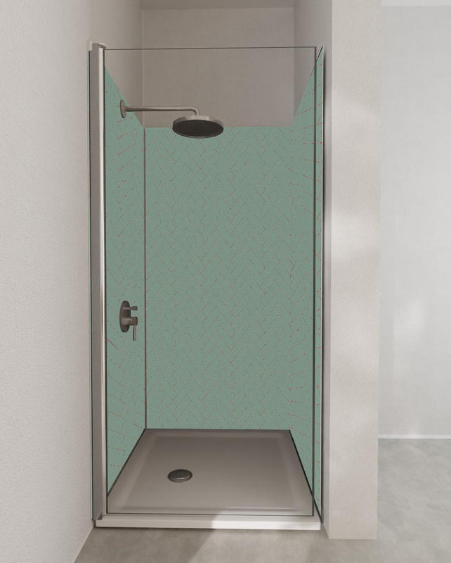 Duschrückwand - Nahtloses Fischgrät-Muster in Pastell