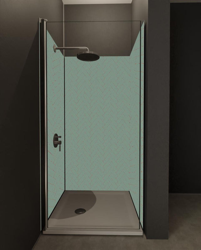 Duschrückwand - Nahtloses Fischgrät-Muster in Pastell