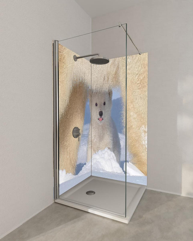 Duschrückwand - Niedliches Jungtier - Eisbär