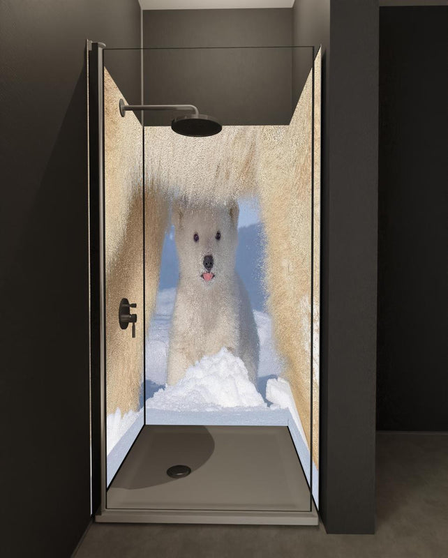 Duschrückwand - Niedliches Jungtier - Eisbär
