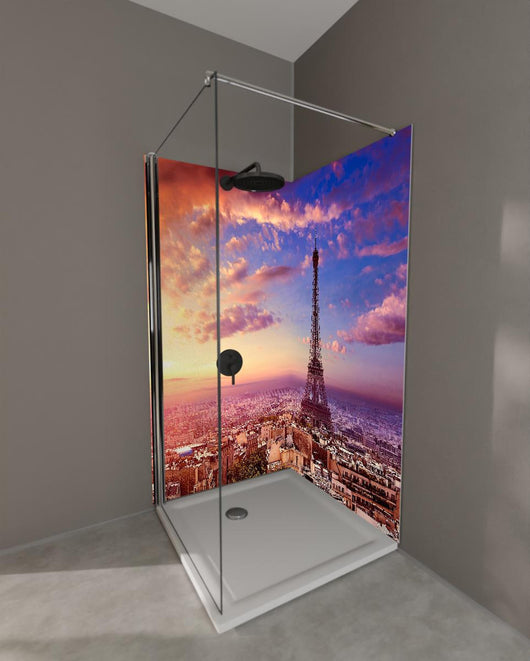 Duschrückwand - Pariser Eiffelturm aus der Luft