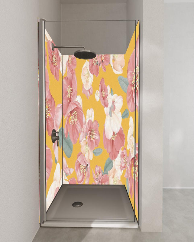 Duschrückwand - Rosa-weiße Blüten