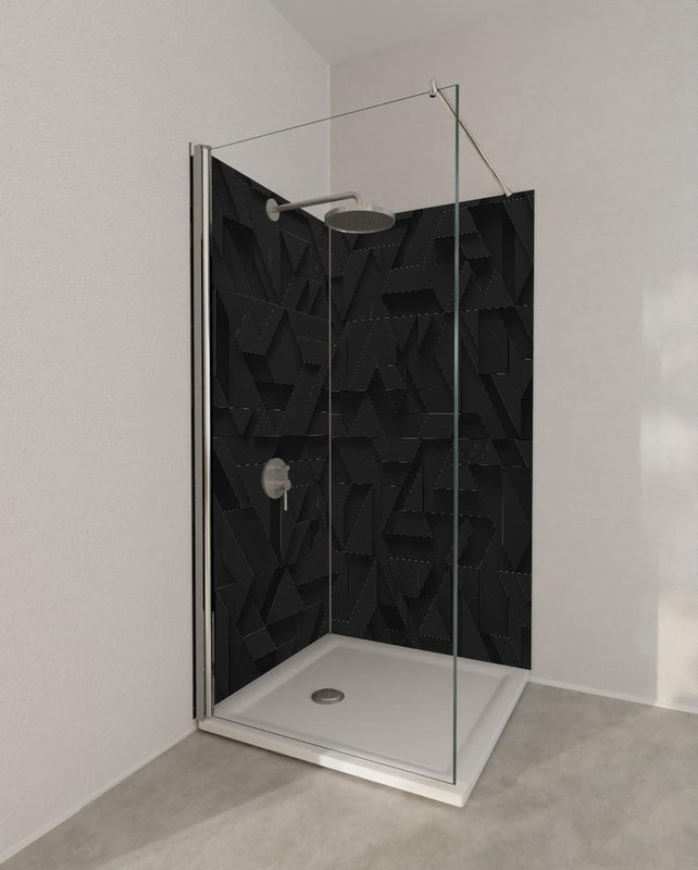 Duschrückwand - Schwarze futuristische Wand - 3D