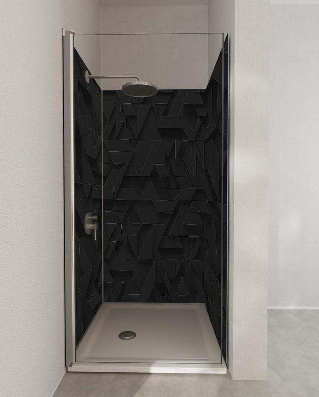 Duschrückwand - Schwarze futuristische Wand - 3D