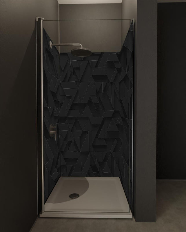 Duschrückwand - Schwarze futuristische Wand - 3D