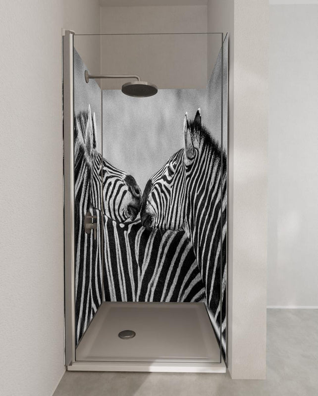 Duschrückwand - Zebras - Schwarz-weiß