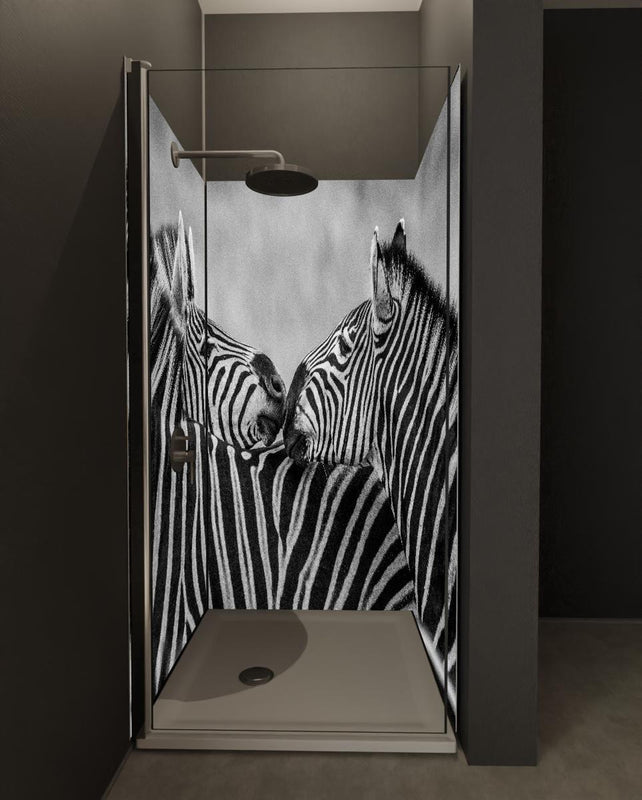 Duschrückwand - Zebras - Schwarz-weiß