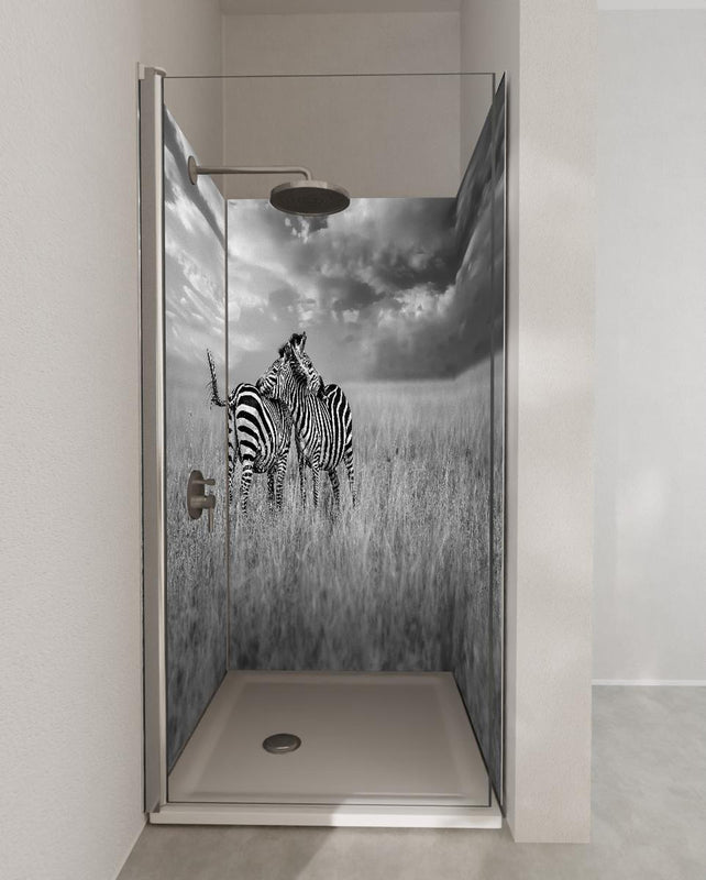 Duschrückwand - Zebras in ihrer Natur - Savanne
