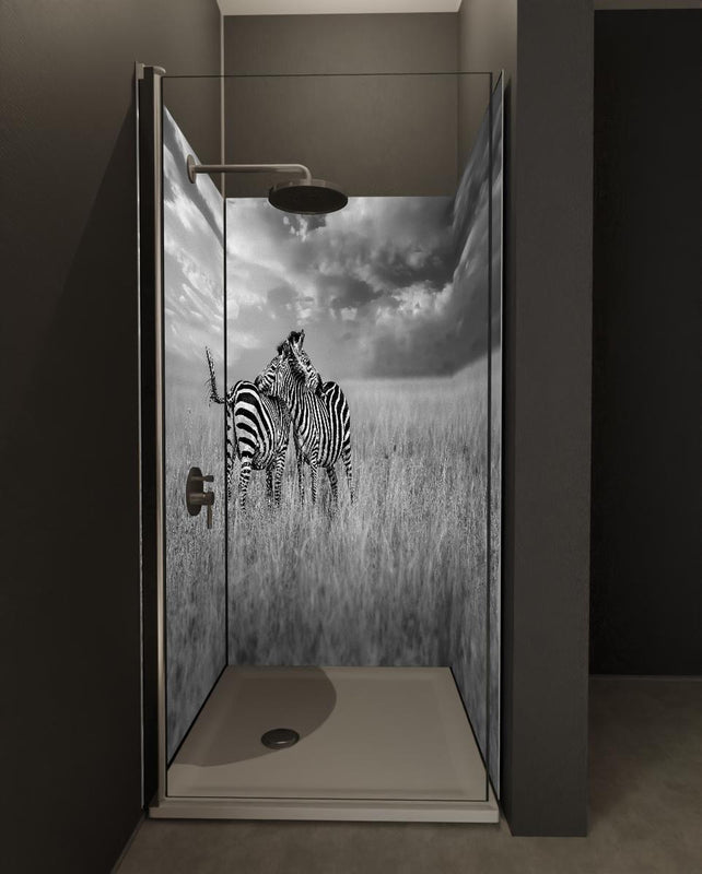 Duschrückwand - Zebras in ihrer Natur - Savanne