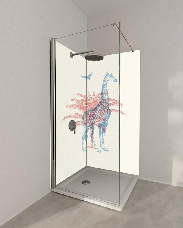 Duschrückwand - Zeichnung einer Giraffe - Moderne Kunst