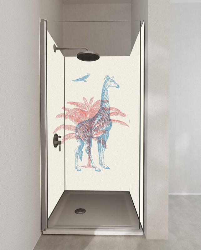 Duschrückwand - Zeichnung einer Giraffe - Moderne Kunst