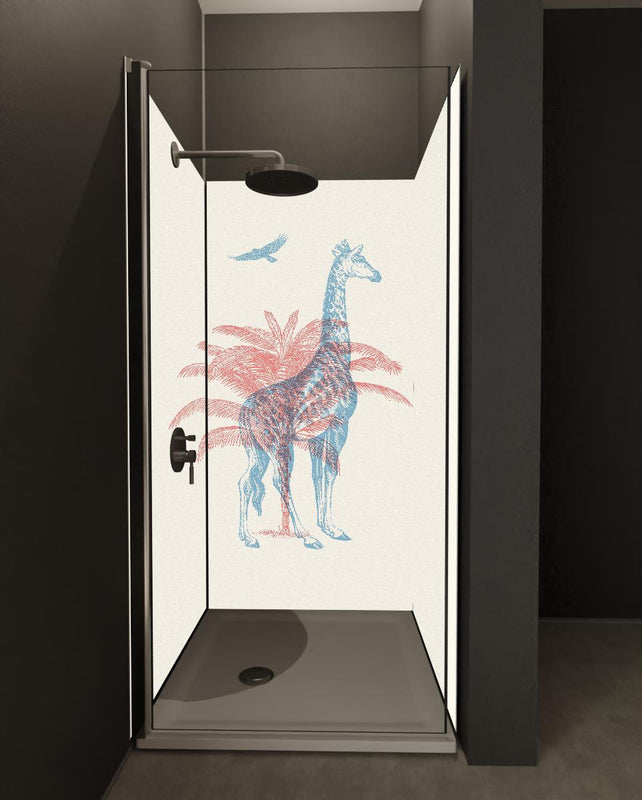 Duschrückwand - Zeichnung einer Giraffe - Moderne Kunst