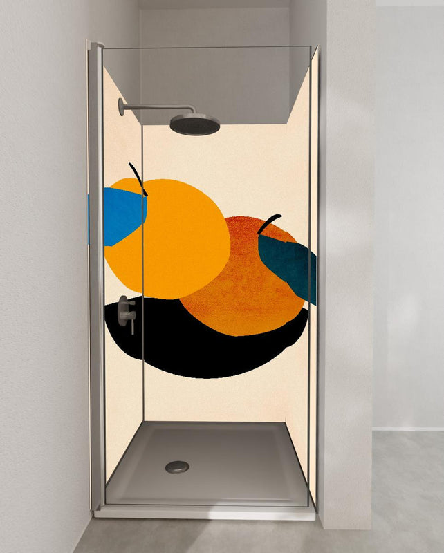 Duschrückwand - Zwei Orangen - Zeichnung