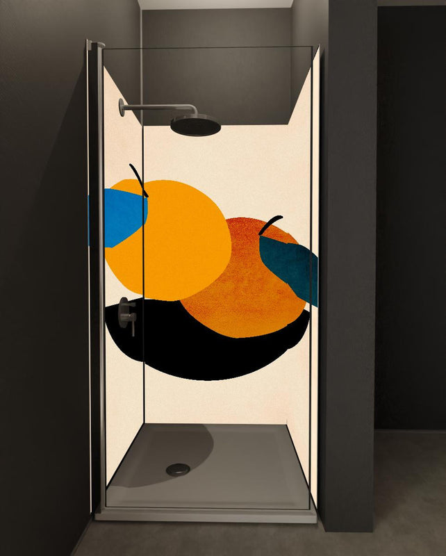 Duschrückwand - Zwei Orangen - Zeichnung