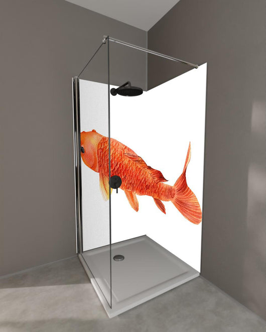 Duschrückwand - orangefarbener Koi