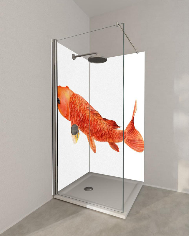 Duschrückwand - orangefarbener Koi