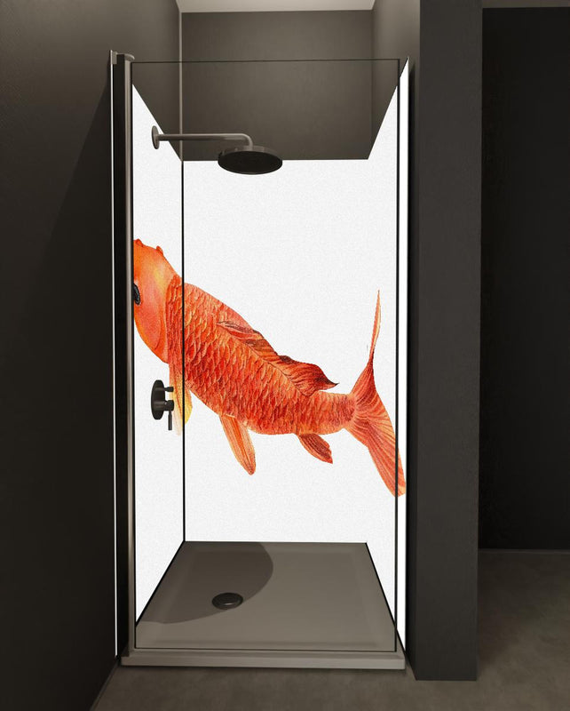 Duschrückwand - orangefarbener Koi