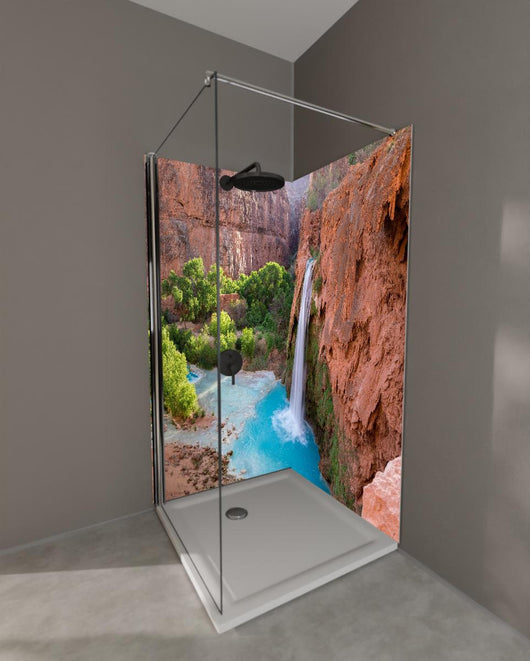 Duschrückwand - paradiesischer Anblick der Havasu Falls