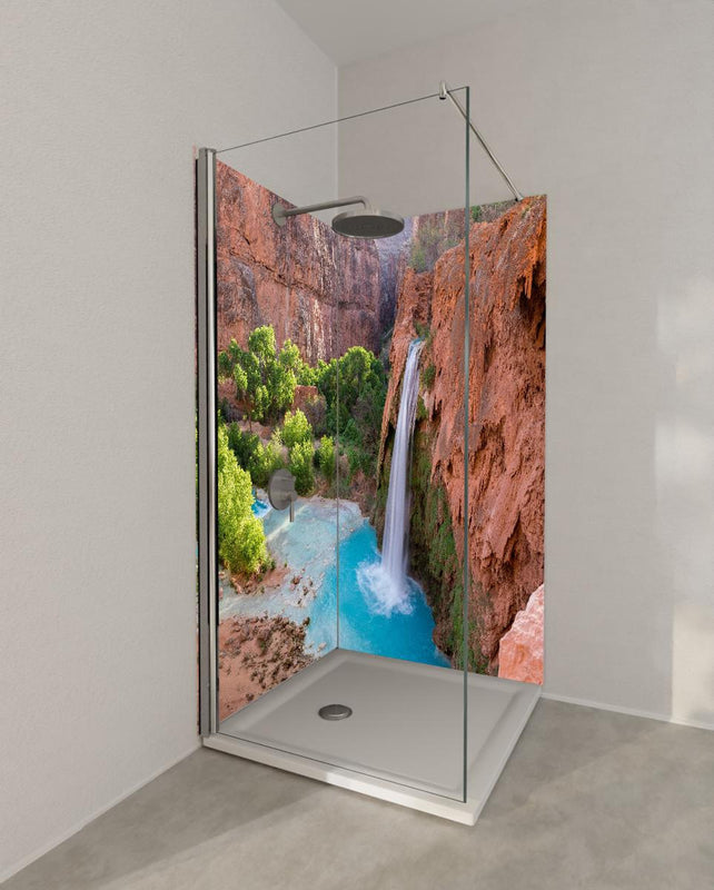 Duschrückwand - paradiesischer Anblick der Havasu Falls