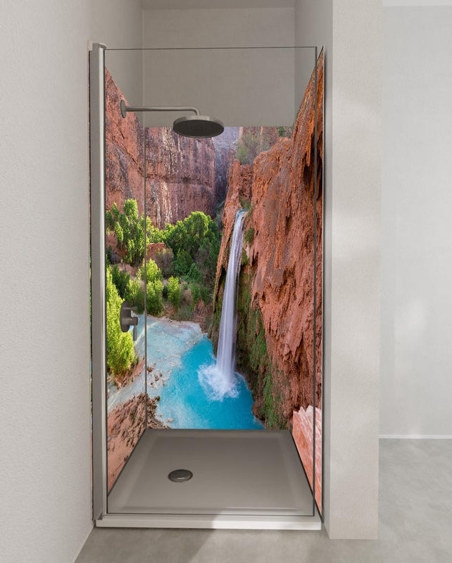Duschrückwand - paradiesischer Anblick der Havasu Falls