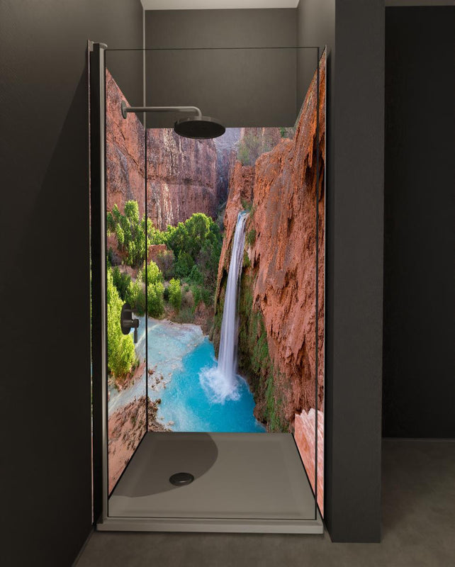 Duschrückwand - paradiesischer Anblick der Havasu Falls