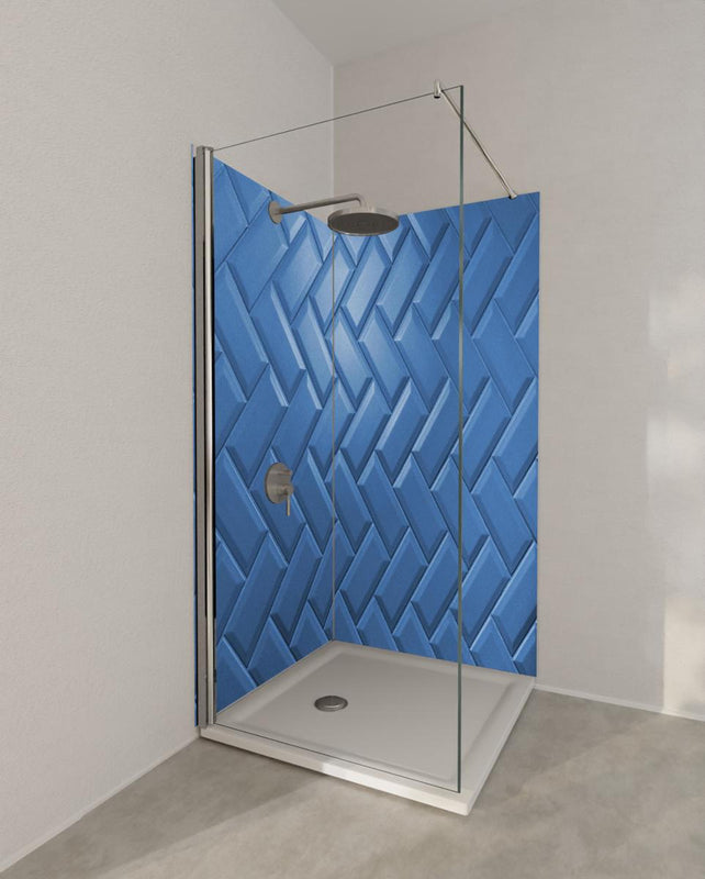 Duschrückwand - phantomblaue matte Keramikfliesen