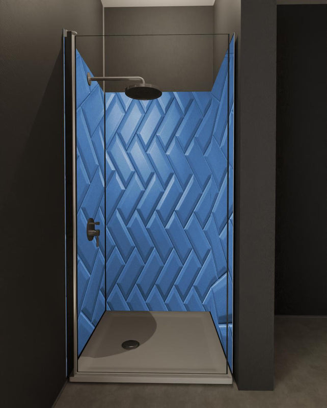 Duschrückwand - phantomblaue matte Keramikfliesen