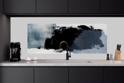 Küchenrückwand - Abstrakte Kunst in Pastell-Blaugrau-Tönen