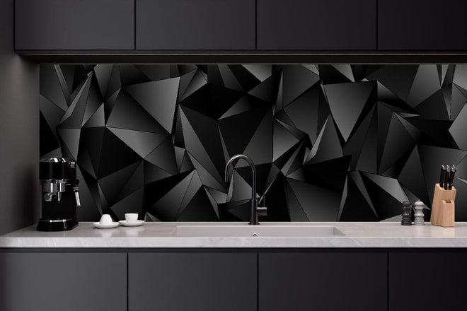 Küchenrückwand - Abstrakte Schwarze 3D Dreiecke