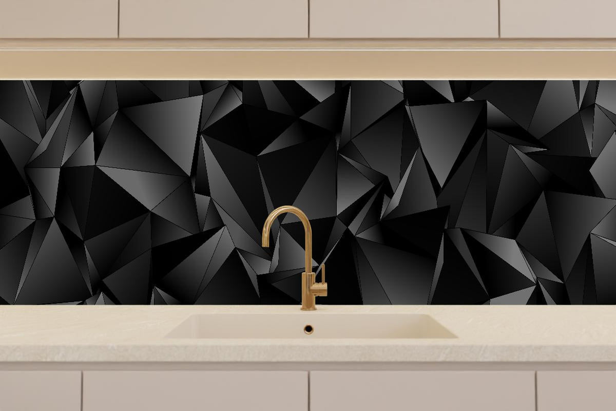 Küchenrückwand - Abstrakte Schwarze 3D Dreiecke