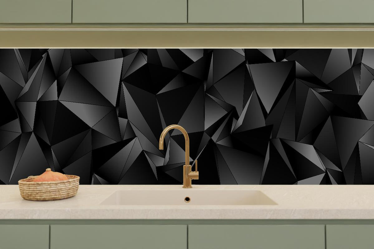 Küchenrückwand - Abstrakte Schwarze 3D Dreiecke