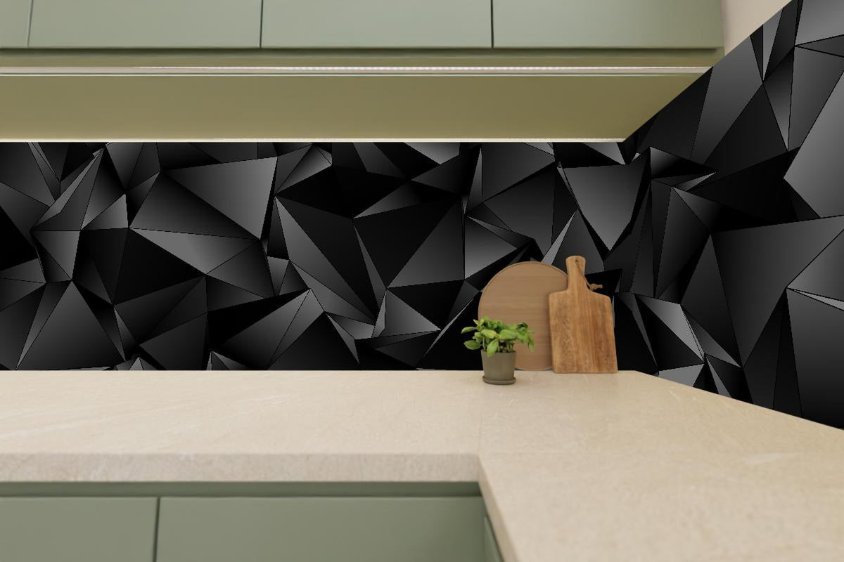 Küchenrückwand - Abstrakte Schwarze 3D Dreiecke