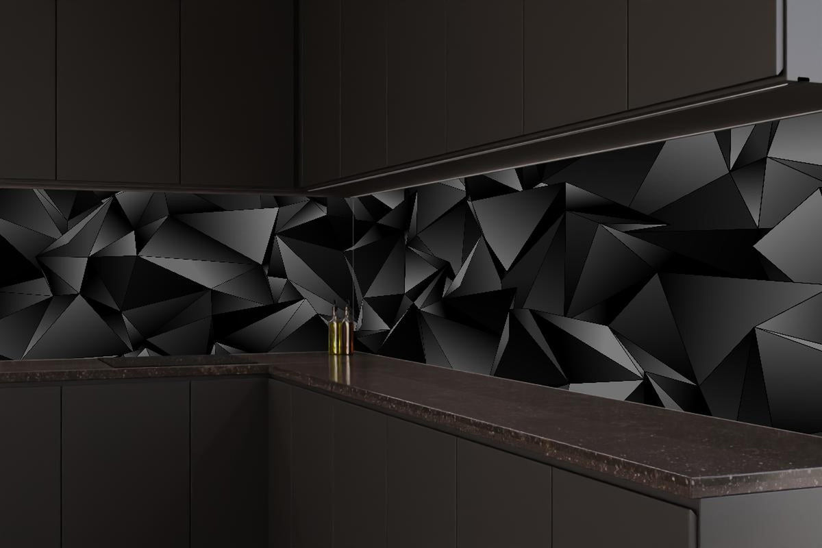 Küchenrückwand - Abstrakte Schwarze 3D Dreiecke