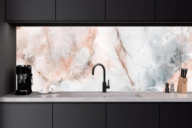 Küchenrückwand - Abstrakter Marmor mit Rot-Grauen Naturfarben