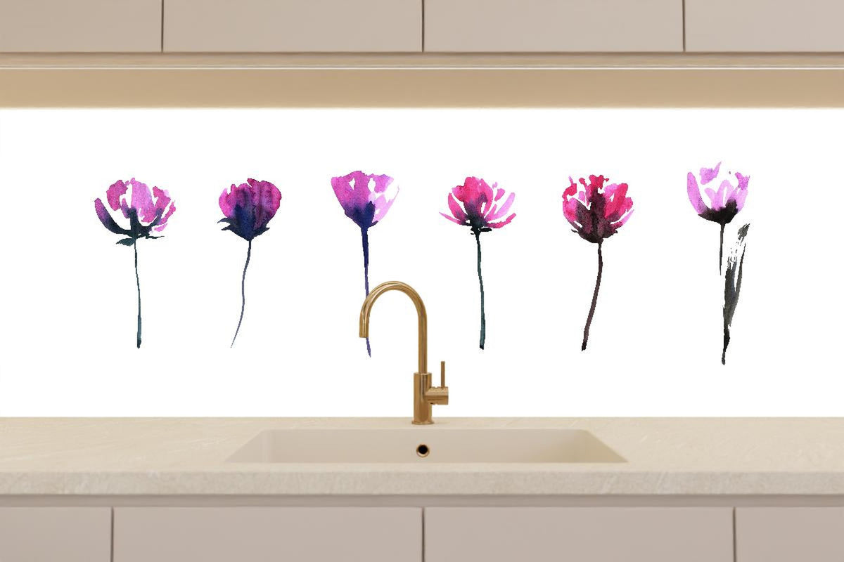 Küchenrückwand - Abstraktes modernes Blumenset