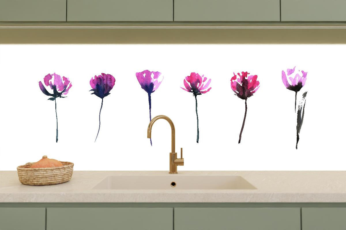 Küchenrückwand - Abstraktes modernes Blumenset
