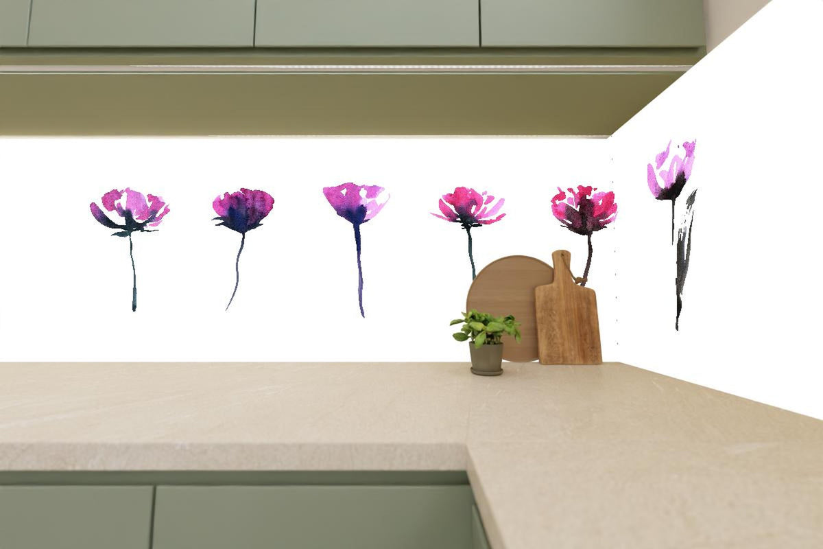 Küchenrückwand - Abstraktes modernes Blumenset
