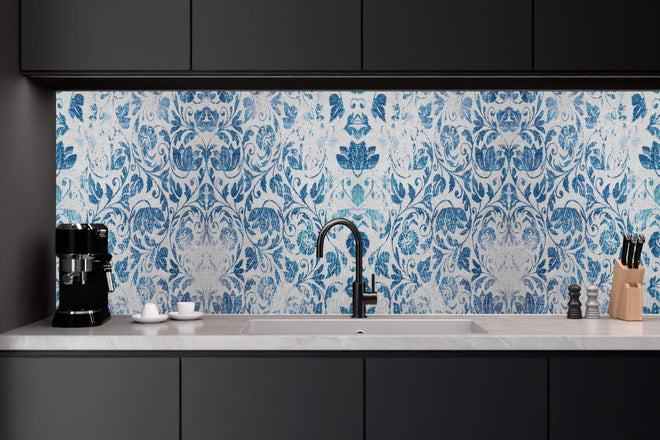 Küchenrückwand - Altes Abgenutztes Damast Patchwork Vintage Motiv