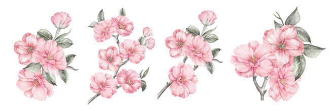 Küchenrückwand - Aquarellelemente von blühenden Sakura