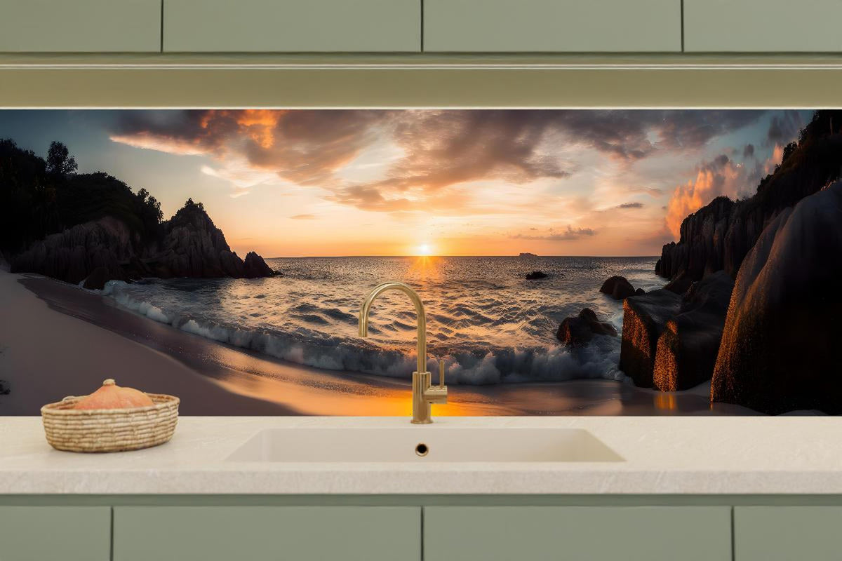 Küchenrückwand - Beeindruckendes Sonnenuntergangs-Strandpanorama