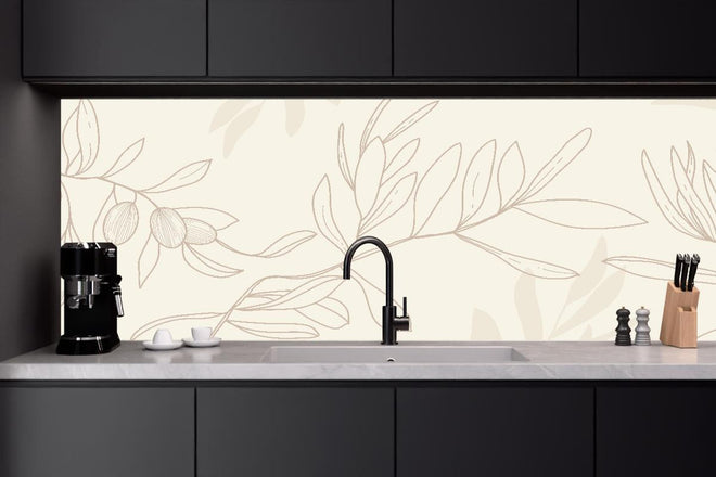 Küchenrückwand - Beiger Olivenzweig