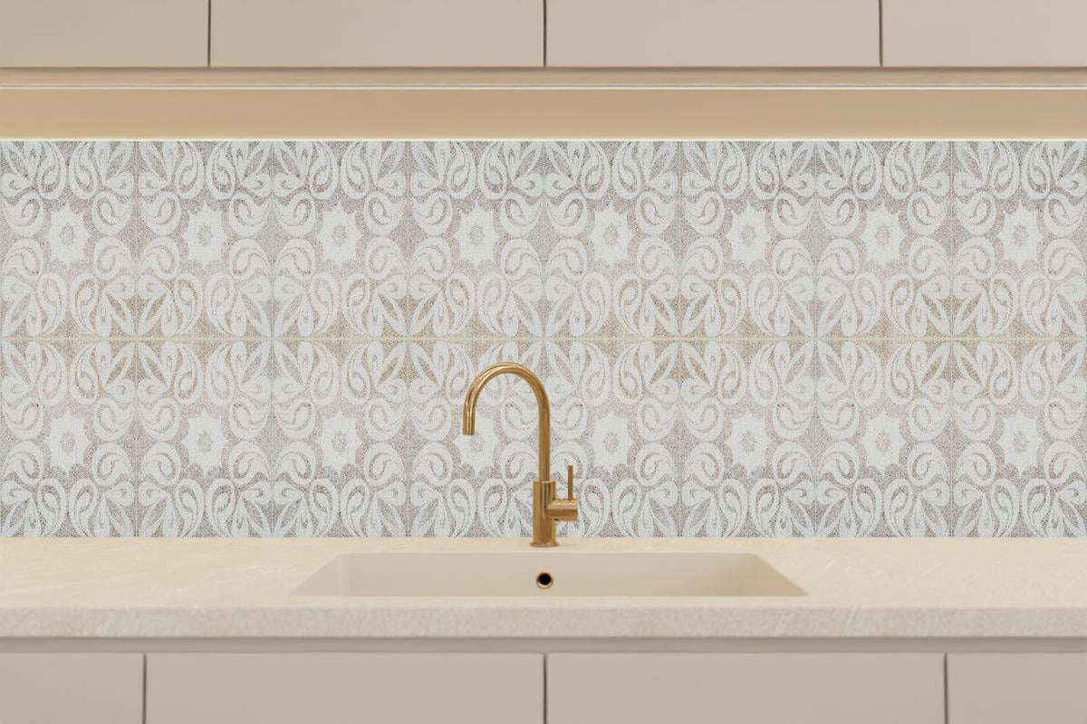 Küchenrückwand - Beiges quadratisches Mosaikmotiv