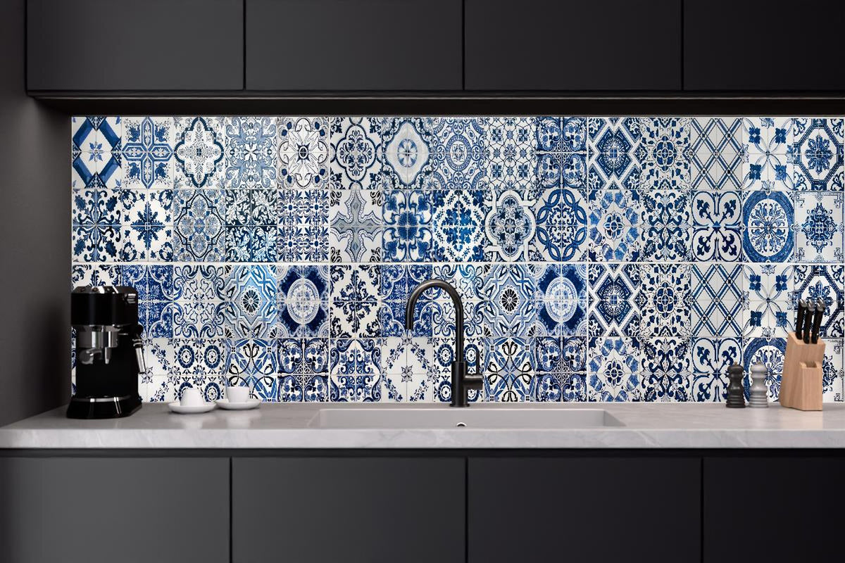 Küchenrückwand - Blaue portugiesische Azulejo-Fliesen