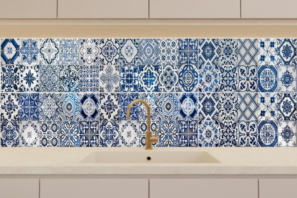 Küchenrückwand - Blaue portugiesische Azulejo-Fliesen