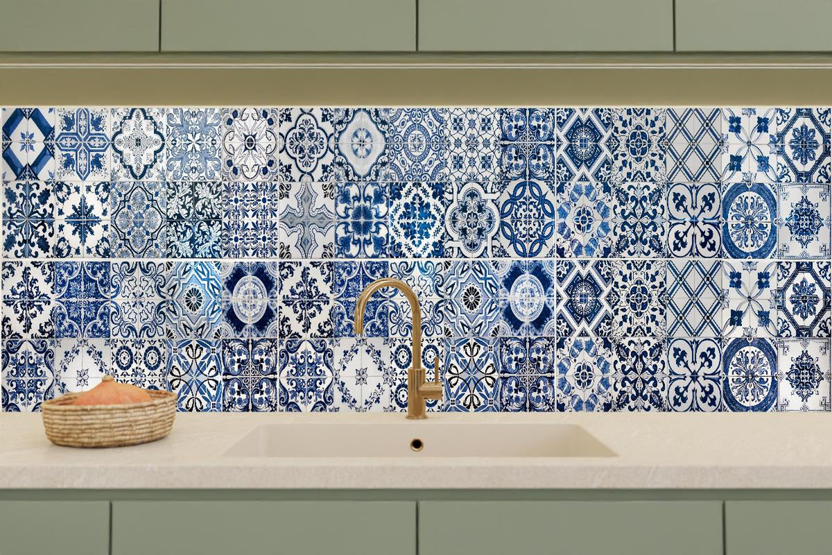 Küchenrückwand - Blaue portugiesische Azulejo-Fliesen