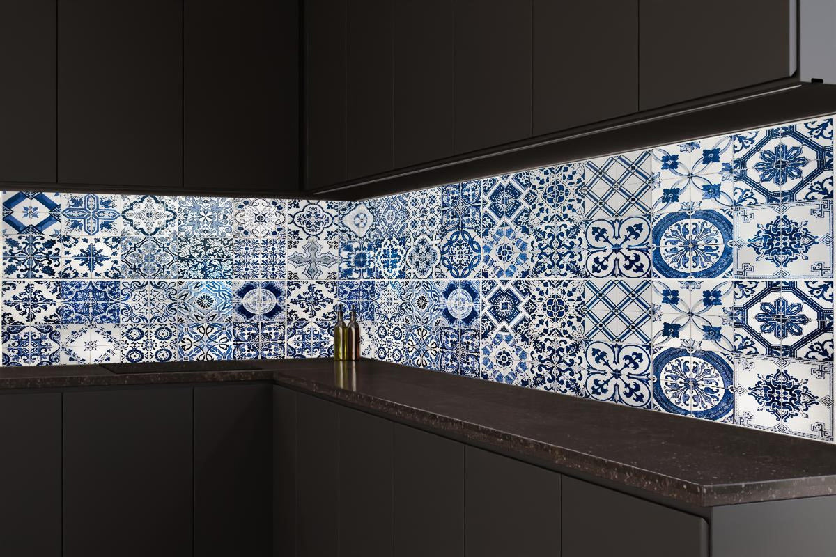 Küchenrückwand - Blaue portugiesische Azulejo-Fliesen