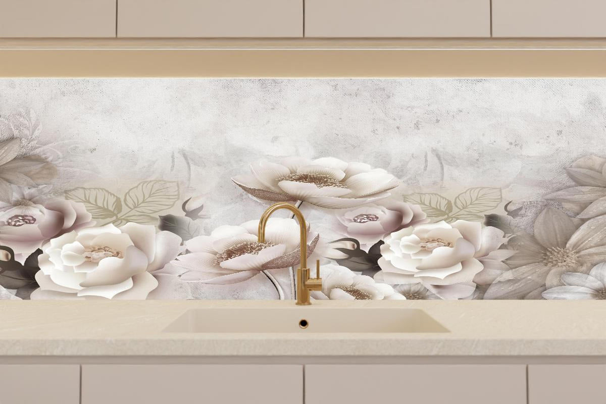 Küchenrückwand - Blumengemälde