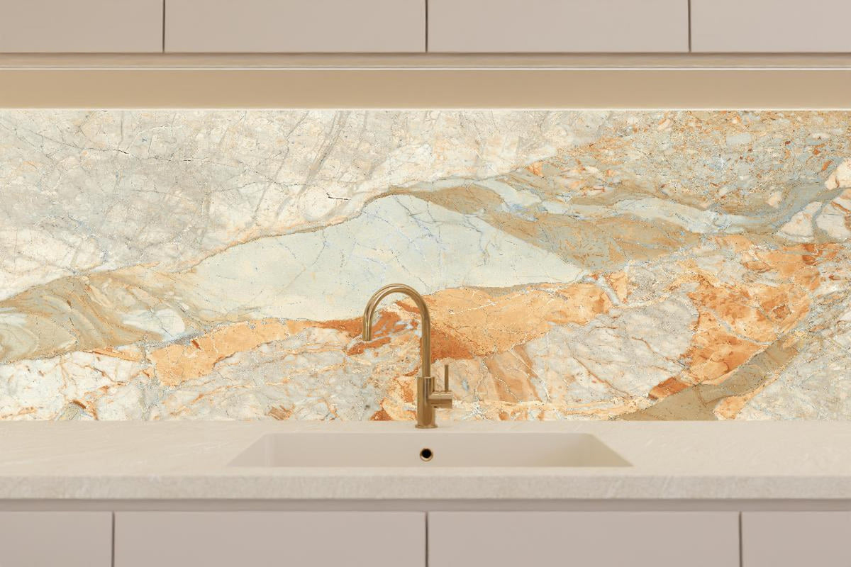 Küchenrückwand - Brauner Marmor mit Adern