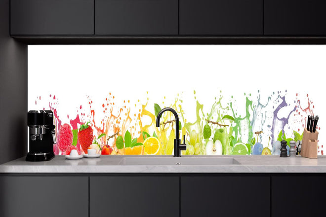 Küchenrückwand - Bunte spritzige Früchte